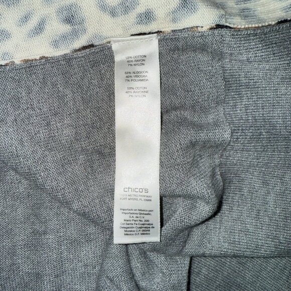 Chico Embellished Animal Print Gray Peyton Button Cardigan Sweater Size 3 XL/16 - Picture 13 of 15